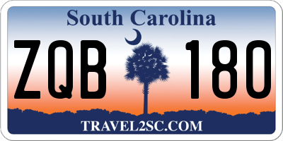 SC license plate ZQB180