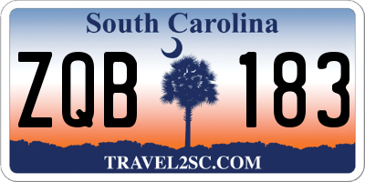 SC license plate ZQB183