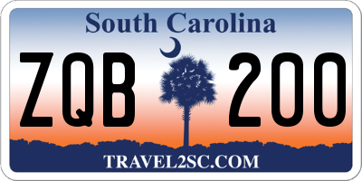 SC license plate ZQB200