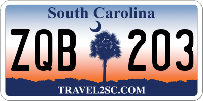 SC license plate ZQB203