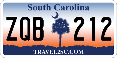 SC license plate ZQB212