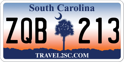 SC license plate ZQB213