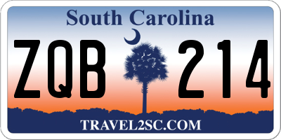 SC license plate ZQB214