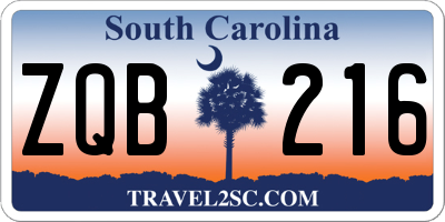 SC license plate ZQB216