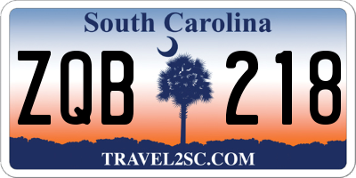 SC license plate ZQB218