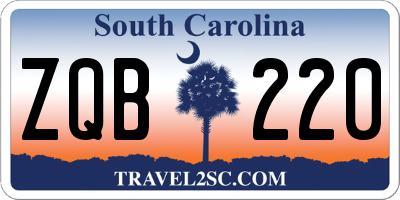 SC license plate ZQB220