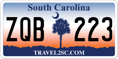 SC license plate ZQB223