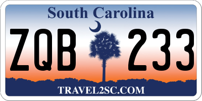 SC license plate ZQB233