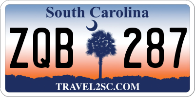 SC license plate ZQB287