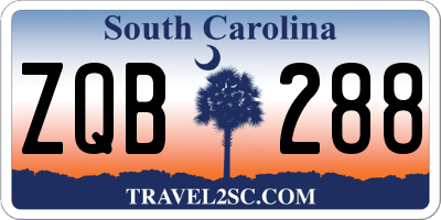 SC license plate ZQB288