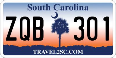 SC license plate ZQB301