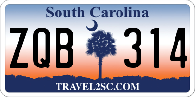 SC license plate ZQB314