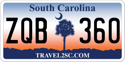 SC license plate ZQB360