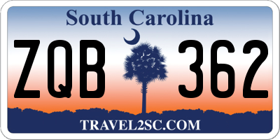 SC license plate ZQB362