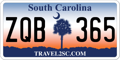 SC license plate ZQB365
