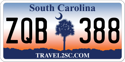 SC license plate ZQB388