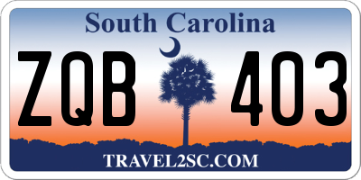SC license plate ZQB403
