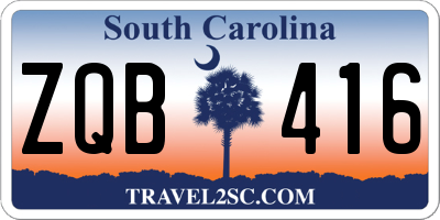 SC license plate ZQB416