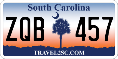 SC license plate ZQB457