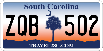 SC license plate ZQB502