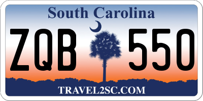 SC license plate ZQB550