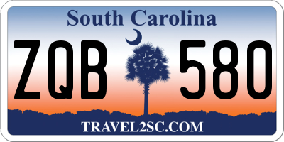 SC license plate ZQB580