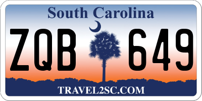 SC license plate ZQB649