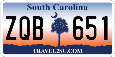 SC license plate ZQB651