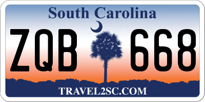 SC license plate ZQB668