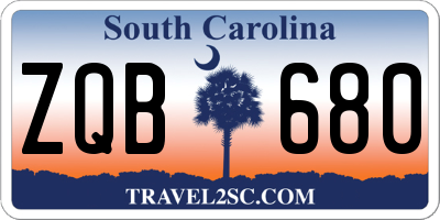 SC license plate ZQB680