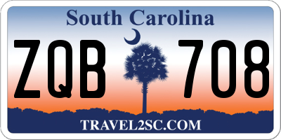 SC license plate ZQB708