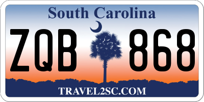 SC license plate ZQB868