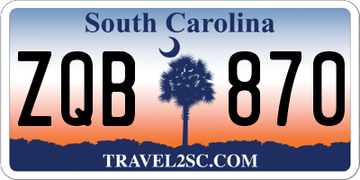 SC license plate ZQB870