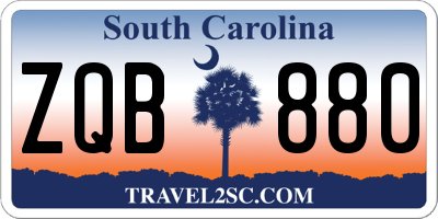 SC license plate ZQB880