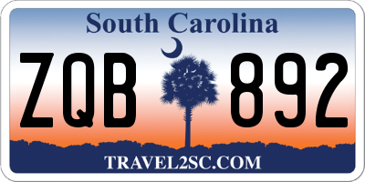 SC license plate ZQB892