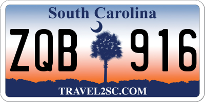 SC license plate ZQB916