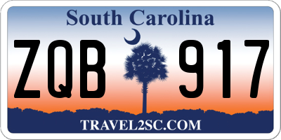 SC license plate ZQB917