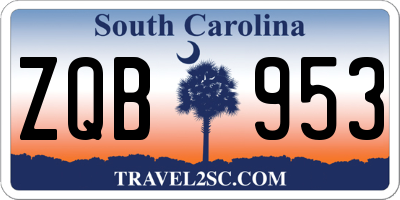 SC license plate ZQB953