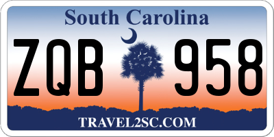 SC license plate ZQB958