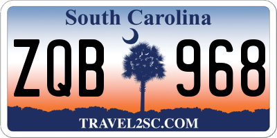 SC license plate ZQB968