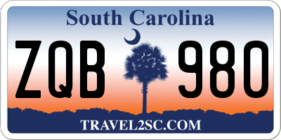 SC license plate ZQB980