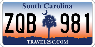 SC license plate ZQB981