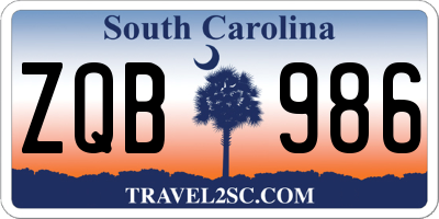 SC license plate ZQB986