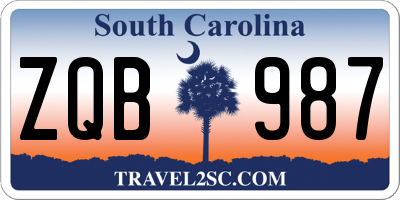 SC license plate ZQB987