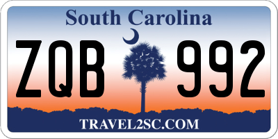 SC license plate ZQB992