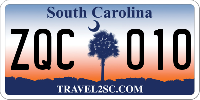 SC license plate ZQC010