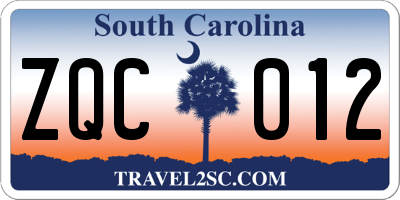 SC license plate ZQC012