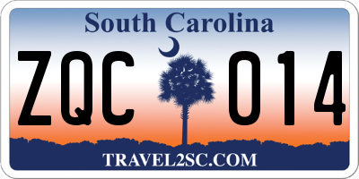 SC license plate ZQC014