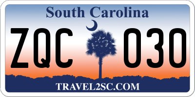 SC license plate ZQC030