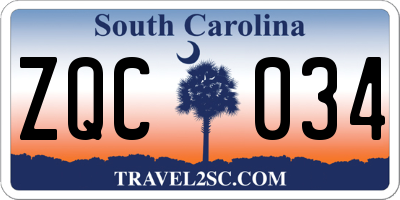 SC license plate ZQC034